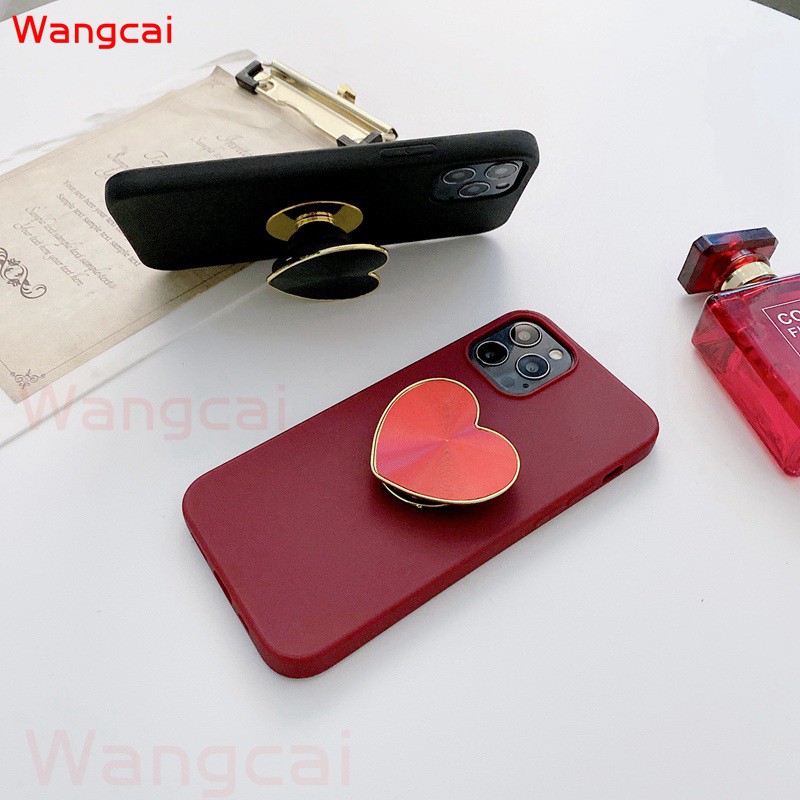 Ốp lưng silicone TPU có đế đỡ hình trái tim dễ thương cho Samsung Galaxy S9 S9+ S8 S8+ Plus A9 A8 2018 J2 Grand Prime