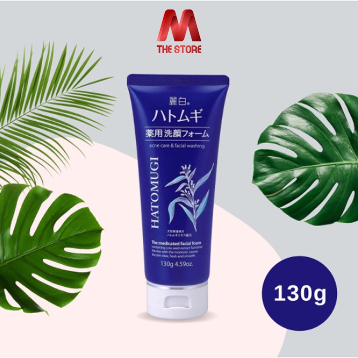 Sữa rửa mặt ngừa mụn, dưỡng ẩm &amp; làm sáng da Hatomugi 130g (màu xanh)