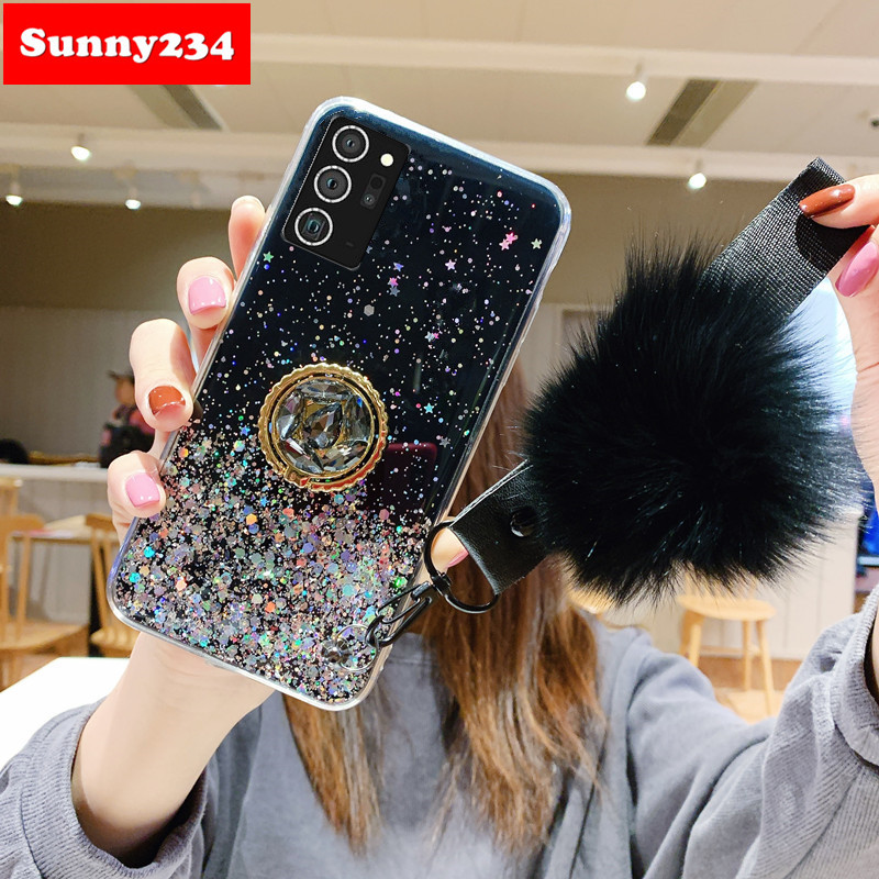 Luxury Glitter Soft Case Samsung Note 20 Pro Case + Phone Holder + Strap