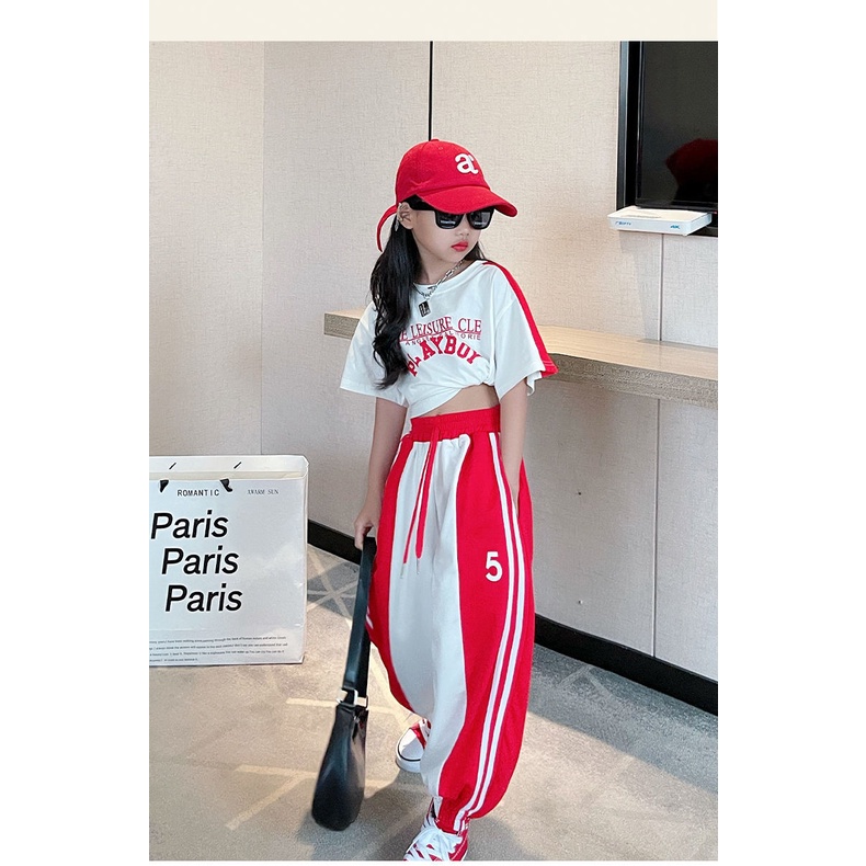 Set Áo Thun Tay Ngắn Và Quần Legging Phong Cách Hàn Quốc Thời Trang Mùa Hè Mới 2022 Dành Cho Bé Gái