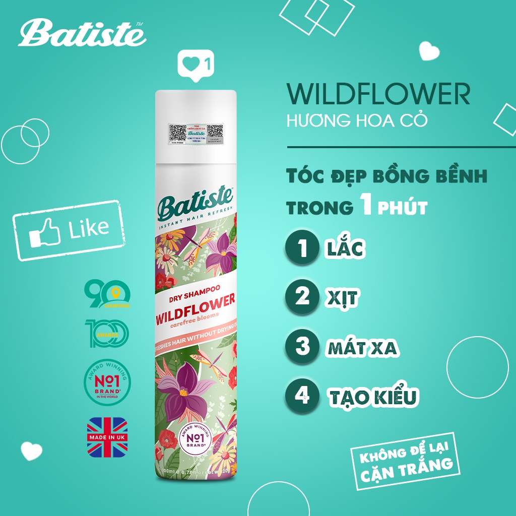 Dầu Gội Khô Batiste Hương Hoa Anh Đào 200ml Hasaki Sản phẩm chính hãng