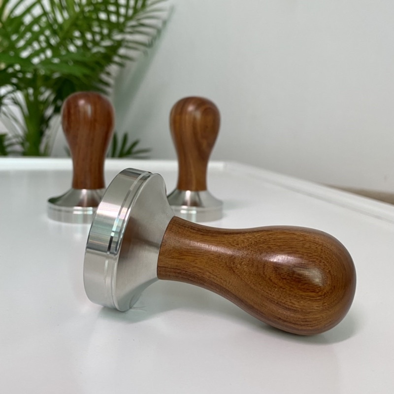 Tamper nén cà phê Inox 304 cán gỗ size 51/53/58