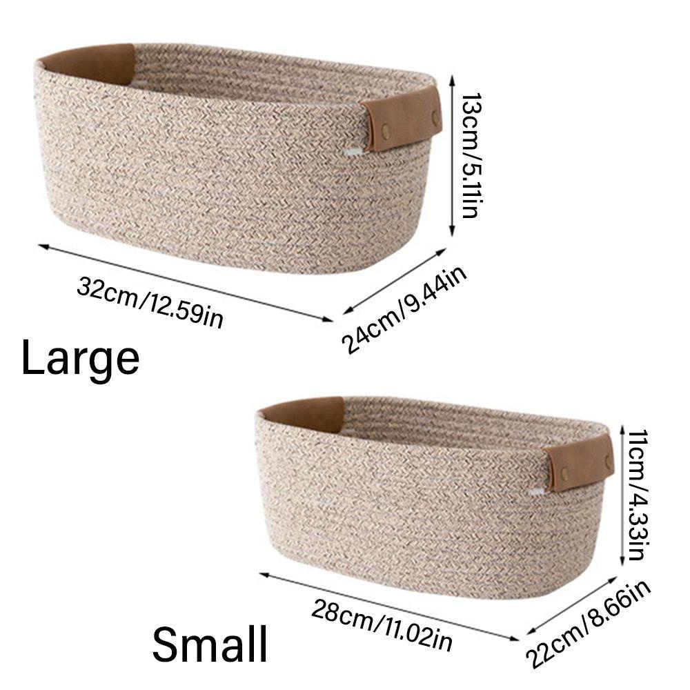 Giỏ Đựng Quần Áo / Đồ Dùng Bằng Cotton Bện Với Tay Cầm Bằng Da Tiện Dụng Trang Trí Nhà Cửa