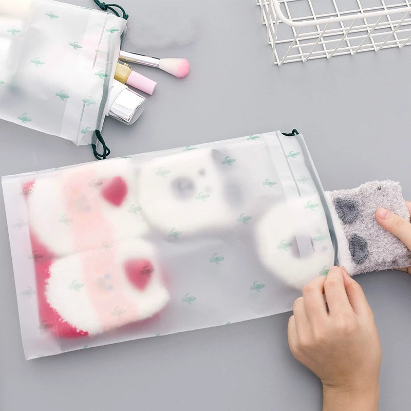 Túi Đựng Đồ Bằng PEVA Cao Cấp Chống Thấm Nước Có Dây Rút Họa Tiết Hoạt Hình