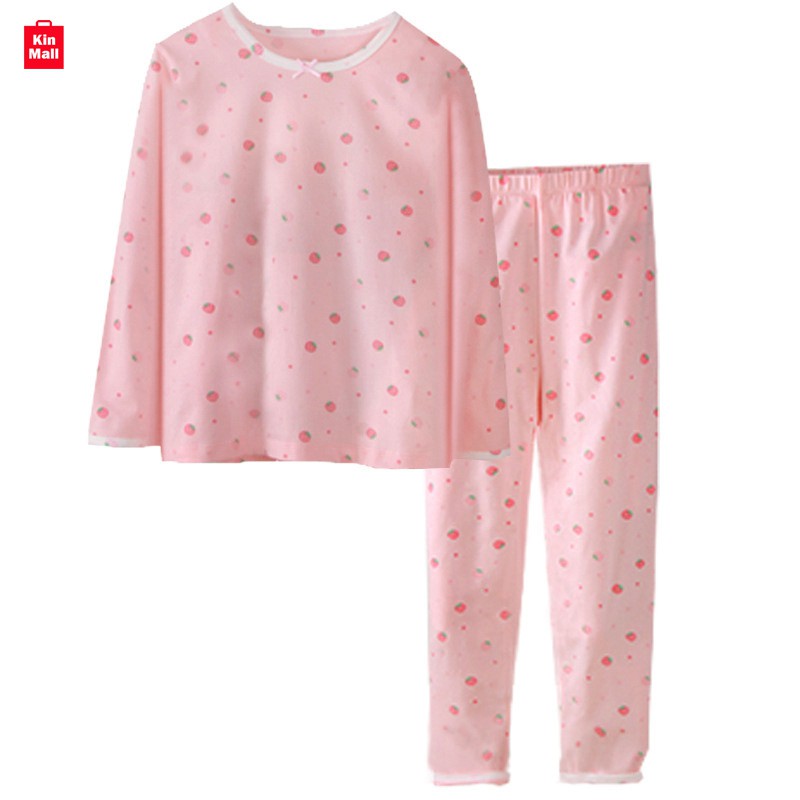 HÀNG CHÍNH HÃNG - Bộ đồ ngủ Cotton dài tay bé gái hãng MAM DAD KIDS