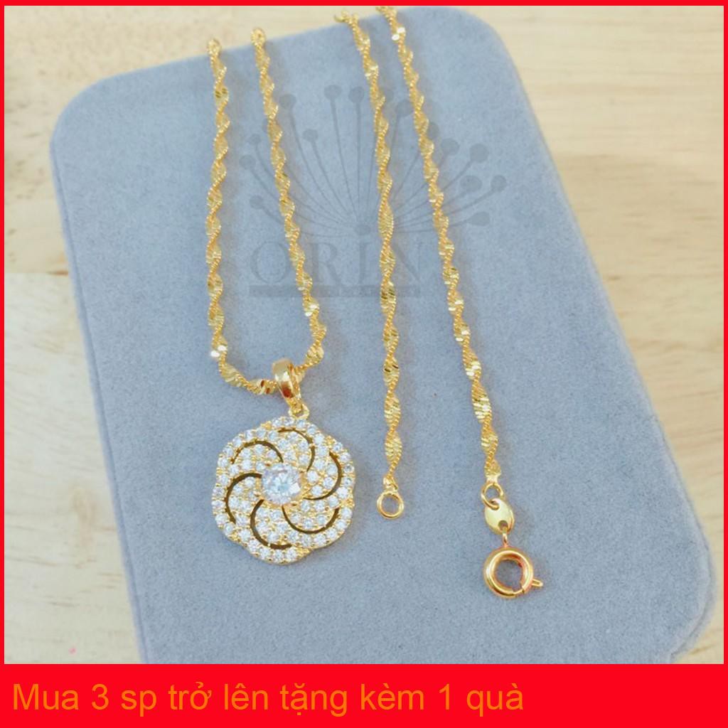 Dây chuyền nữ dạng xoắn mặt hoa xoáy nhỏ tiny đính đá cao cấp Orin D3593 đẳng cấp