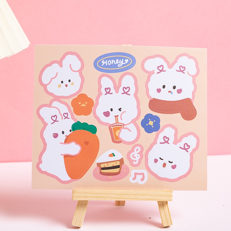 Miếng dán trang trí cốc nước hình chú gấu/thỏ dễ thương bằng PVC chống thấm nước