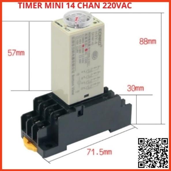 Timer mini hẹn giờ H3Y-4 điện áp 12VDC, relay đếm thời gian, công tắc tự động 14 chân tặng kèm chân đế PYF14