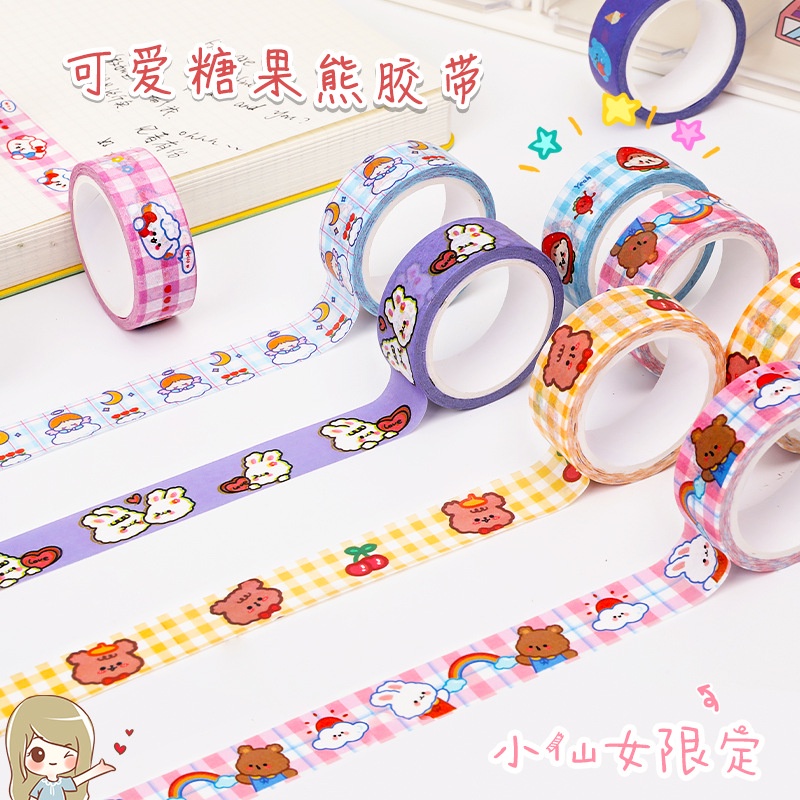 Băng dính Washi tape dài 3m họa tiết kẻ, chấm bi - bộ băng dính trang trí sổ Bullet Journal, thiệp