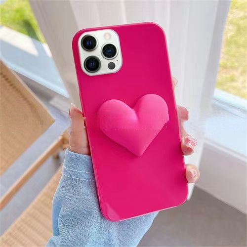 Ốp Điện Thoại Silicon Màu Dạ Quang Trái Tim Lớn 3D Sang Trọng Cho 13 12 11 Pro max xs max xr 7 8 6 6s plus se 2020