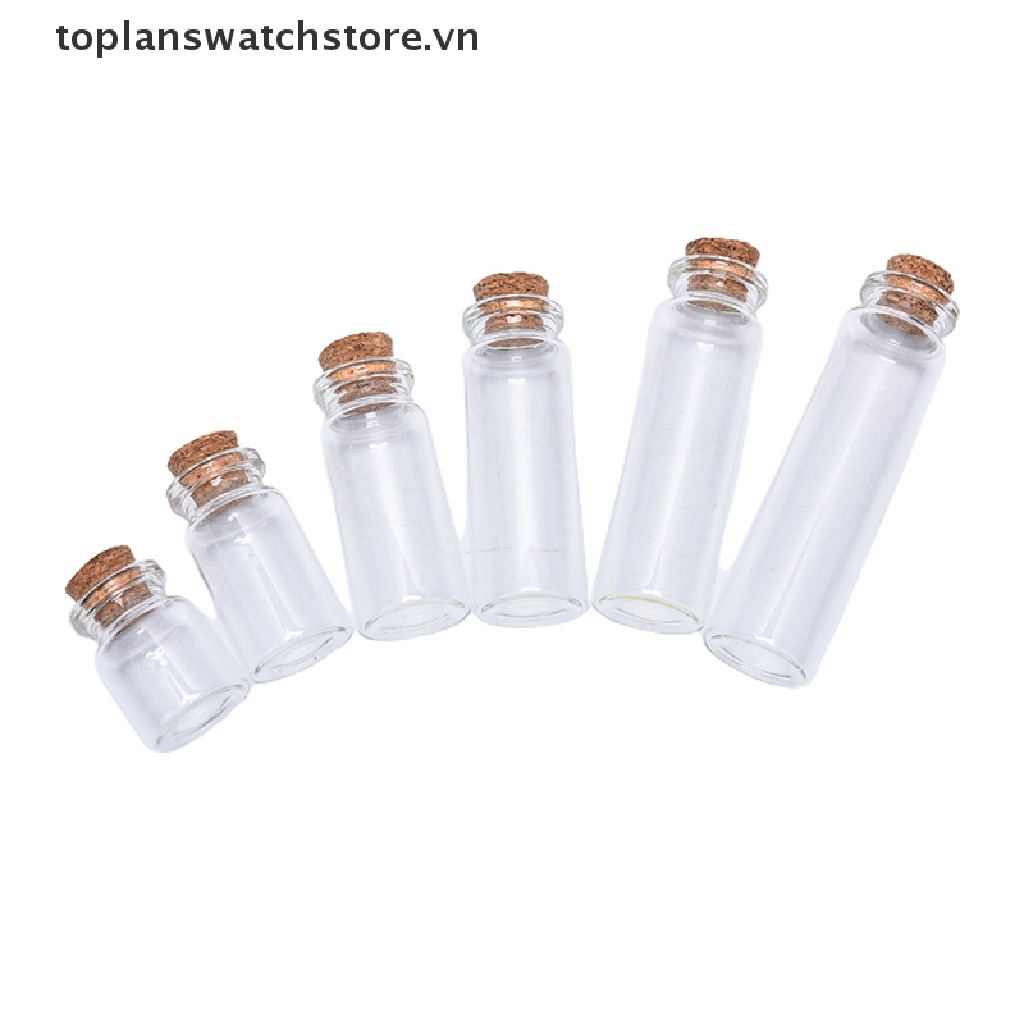 Set 10 Chai Thủy Tinh Mini Có Nút Bần Dùng Trang Trí Đám Cưới