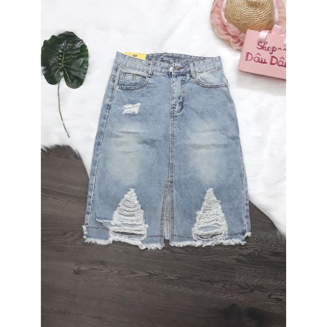  Freeship 99k Váy Jeans Dài Rách Lai ( K Kèm Nơ ) - HOT | BigBuy360 - bigbuy360.vn