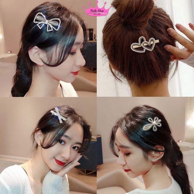 [HÀNG ĐẸP - GIÁ RẺ] Kẹp Tóc Mái, Cài Tóc Đính Đá HiChi Tiểu Thư Đáng Yêu Dành Cho Nữ.