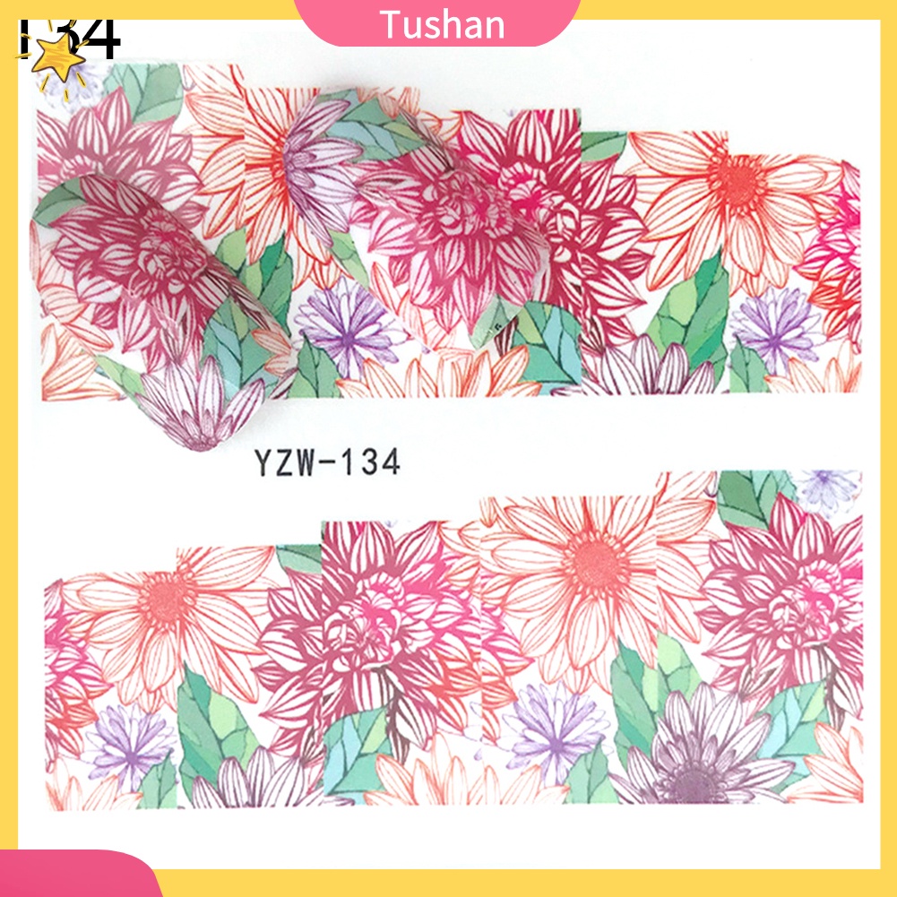 Miếng dán móng tự dính in hình hoa DIY