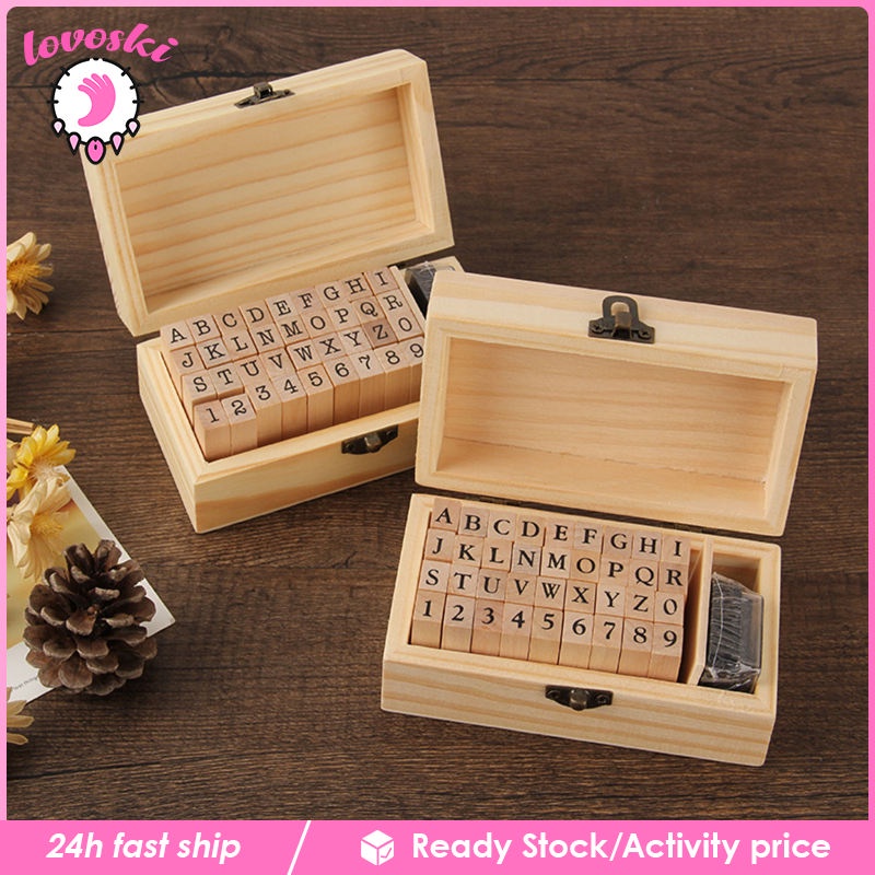 Bộ 36 Con Dấu Gỗ In Chữ Số / Chữ Cái Đa Năng Hỗ Trợ Dạy Học DIY