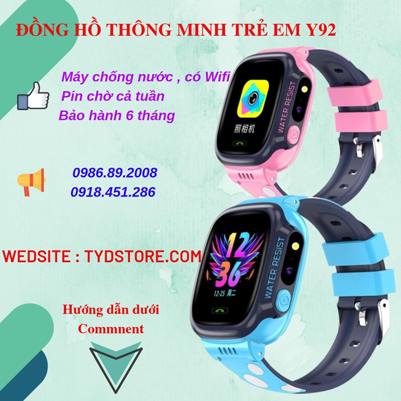 [Mã 153ELSALE2 giảm 7% đơn 300K] Đồng hồ định vị trẻ em Y92/Giám sát bé từ xa/ nghe gọi, pin bền- hàng chính hãng