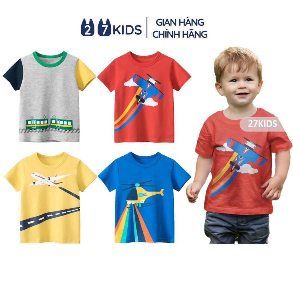 Áo thun bé trai ngắn tay 27Kids áo cộc nam 100% Cotton cho trẻ từ 2-10 tuổi BSTS1