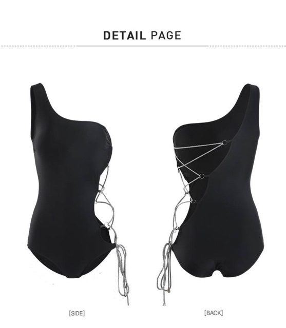 [BKN648] &lt;HÀN&gt; BODYSUIT ĐEN LỆCH VAI ĐAN DÂY LƯỜN KIỂU HÀN