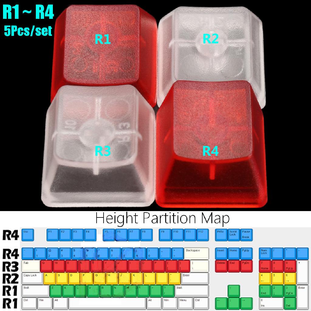 5Pcs 2 Colors All Height Transparent Keycap Clear for Cherry Mechanical Keyboard