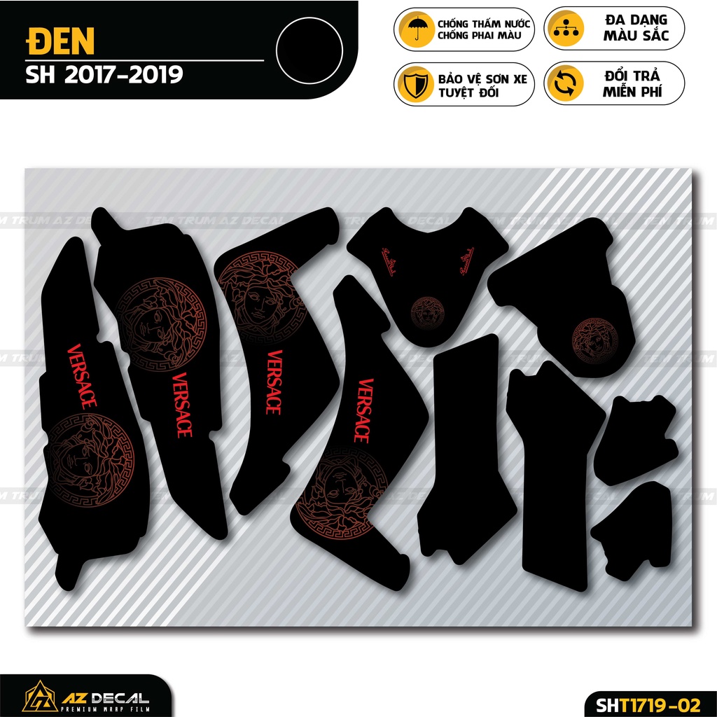 Tem Trùm SH Thiết Kế Versace Tinh Tế | SHT-02 | Decal Trùm Dán SH 2017 - 2019 - 2020 - 2021 - 2022 Chống Nước, Bền Màu