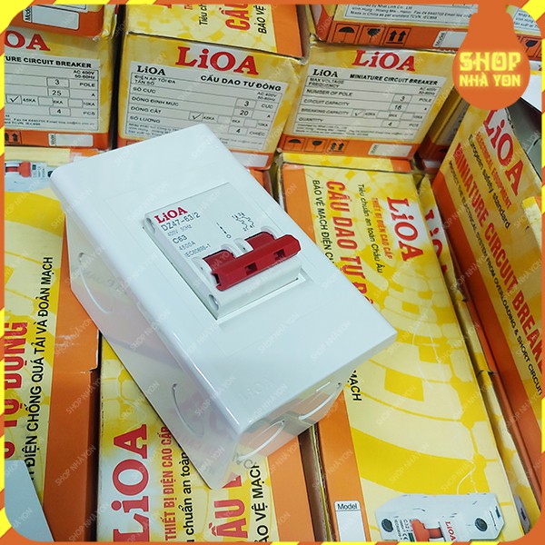 Combo cầu dao tự động Lioa Aptomat chống quá tải và ngắn mạch MCB 2 Pha - 2 cực - Lắp âm tường