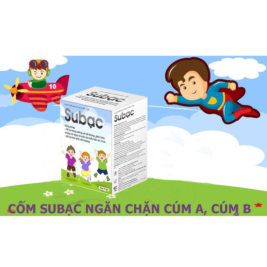 Cốm Su bạc-hộp 15gói- tăng cường sức đề kháng cho trẻ - Subac tăng miễn dịch cho bé từ lysine, cao lá xoài, vitamin C