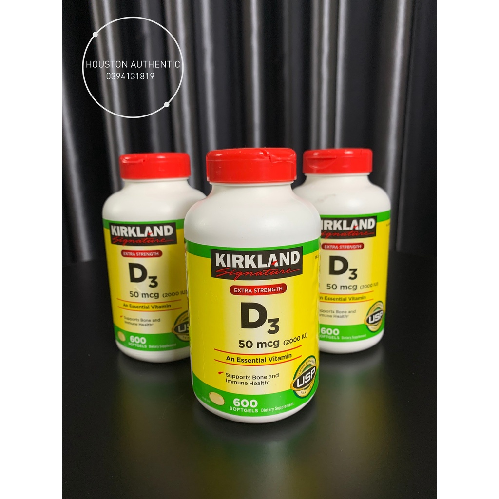 Viên Uống bổ sung Vitamin D3 2000IU 50mcg Kirkland 600 viên _ Live mua hàng tại Mỹ