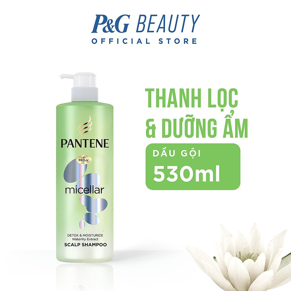 Dầu Gội Pantene Pro-V Micellar Làm Sạch &amp; Dưỡng Ẩm Chiết Xuất Hoa Súng 530ml