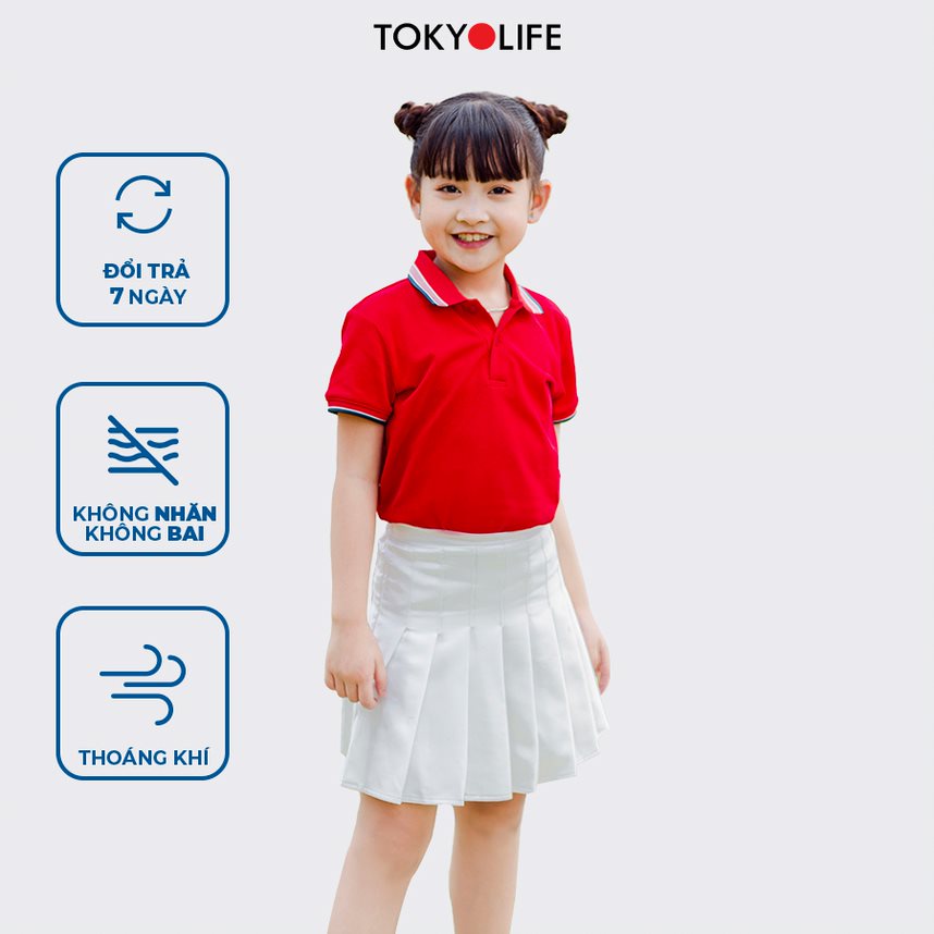 Áo Polo TRẺ EM GOLD phông cộc tay, cổ phối sọc 2 màu, vải cotton TOKYOLIFE I3POL805K