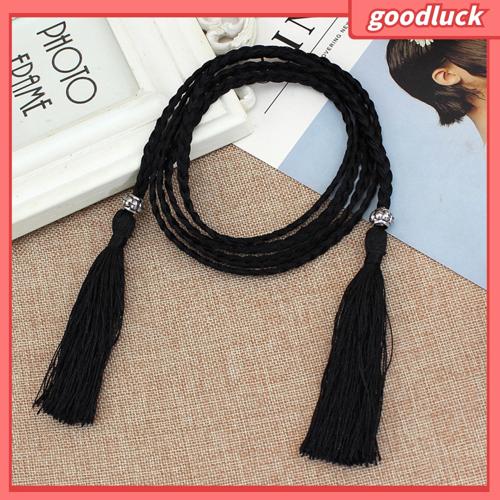 Thắt Lưng Dây Bện Phối Tua Rua Thời Trang Cho Nữ