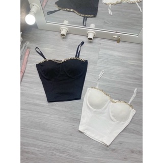 Áo 2 Dây Cúp Ngực Phối Xích