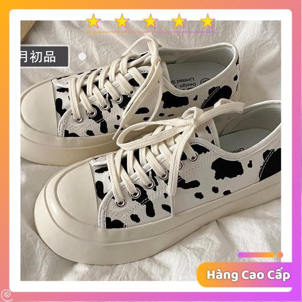 Giầy thể thao chất vải canvas mềm nữ bò sữa cow milk dáng cơ bản basic 2021_VIDEO (form rộng LẤY giảm 1 size đang đi)