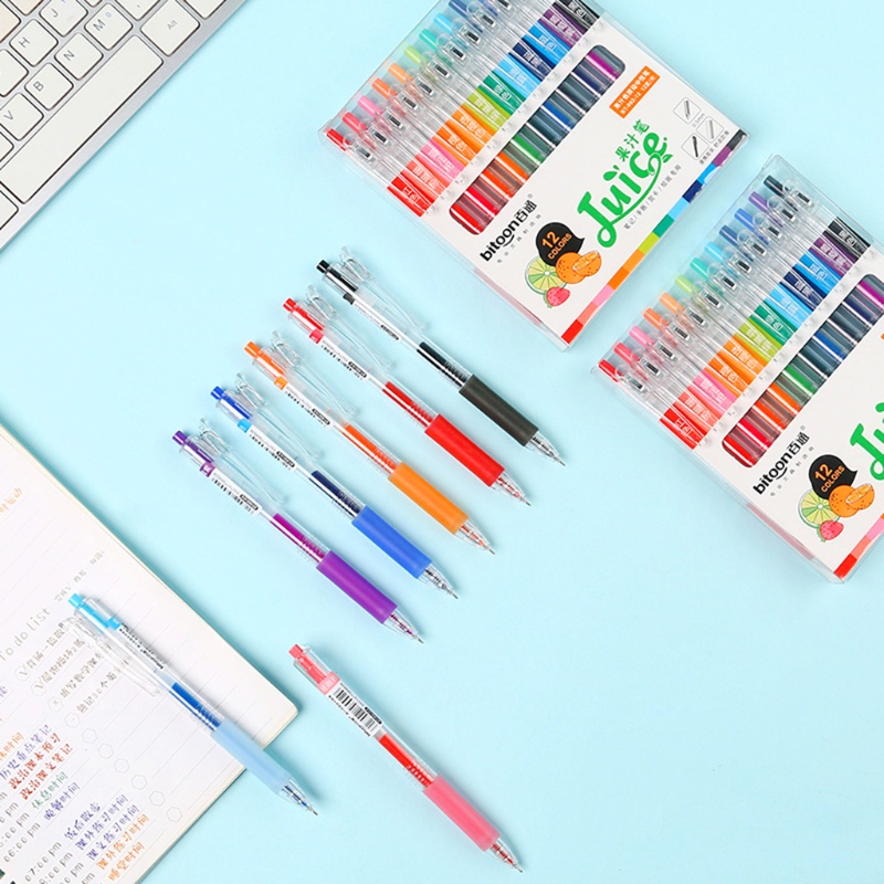 Set 12 Bút Mực Gel Ngòi 0 5mm Có Thể Thu Gọn Màu Sắc Ngọt Ngào