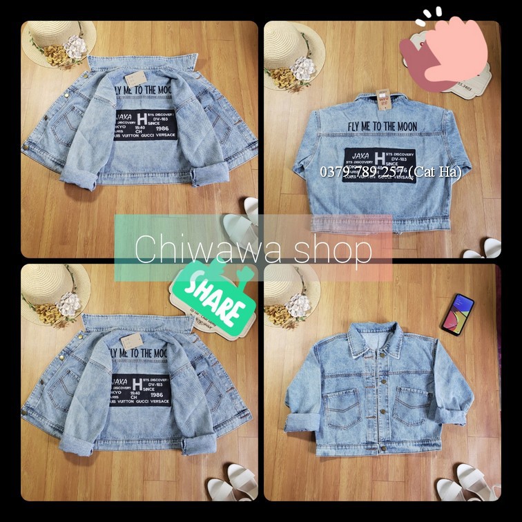 Aó khoác jean nữ xám xanh form dưới 58Kg Flymetomoon BB05