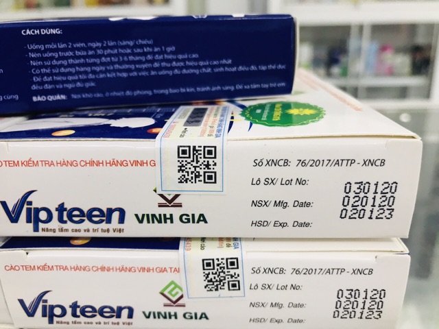 ✅ VIPTEEN hỗ trợ tăng chiều cao  hộp 20 viên