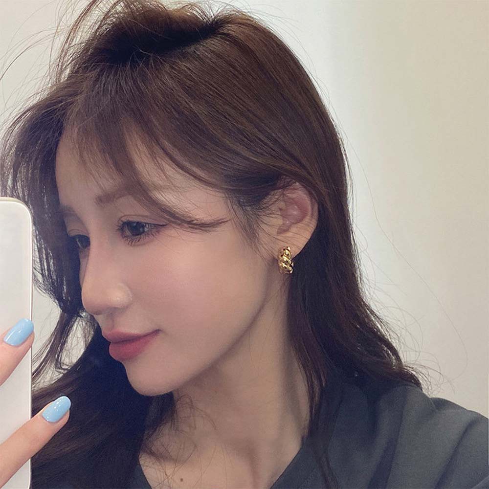 Khuyên Tai Dạng Xoắn Bằng Kim Loại Phong Cách Cổ Điển Đơn Giản Thời Trang Cho Nữ