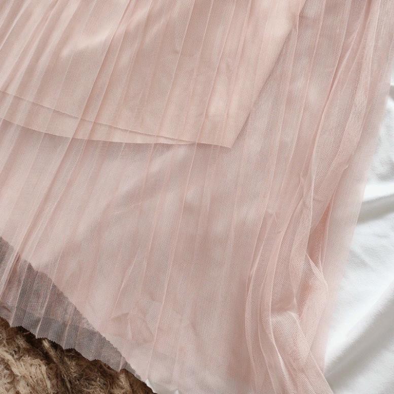 Chân Váy Voan Công Chúa Dập Ly Xếp Li Lưng Chun Freesize Đen Trắng Hồng Xám DRCV31