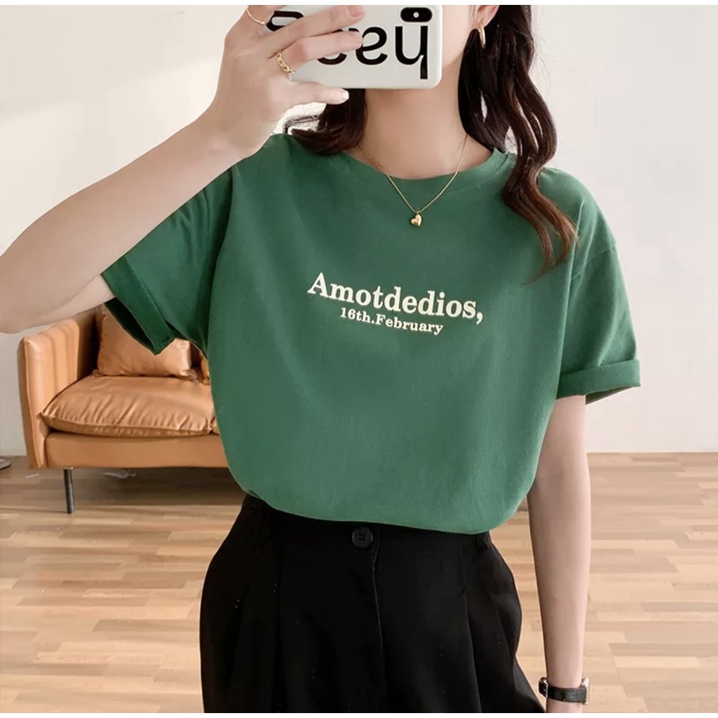 Áo phông unisex nam nữ áo 3158 in chữ amotdedios chất liệu cotton