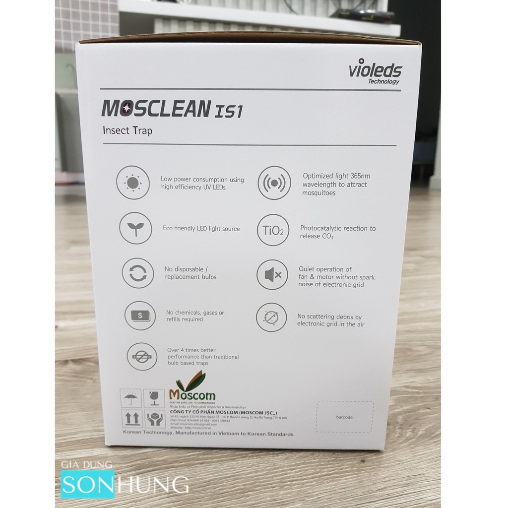 ĐÈN BẮT MUỖI VÀ DIỆT CÔN TRÙNG UV Mosclean Violeds  Hàn Quốc IS1 công suất 4w[BẢO HÀNH CHÍNH HÃNG 24 THÁNG]