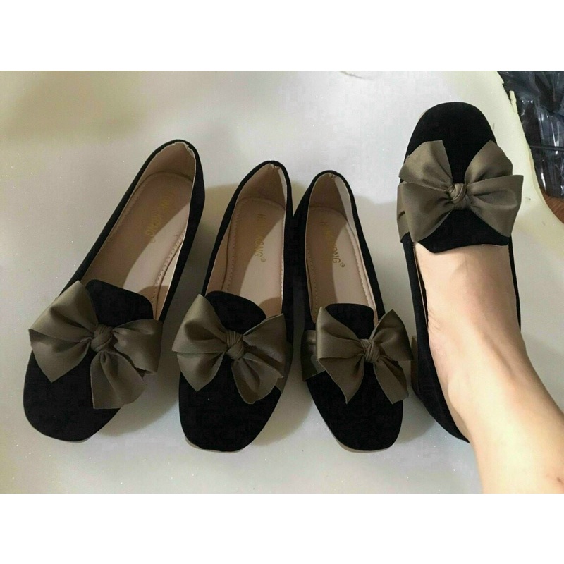 giầy nơ vải gót 3p chất nhung mềm siêu xinh êm chân!!