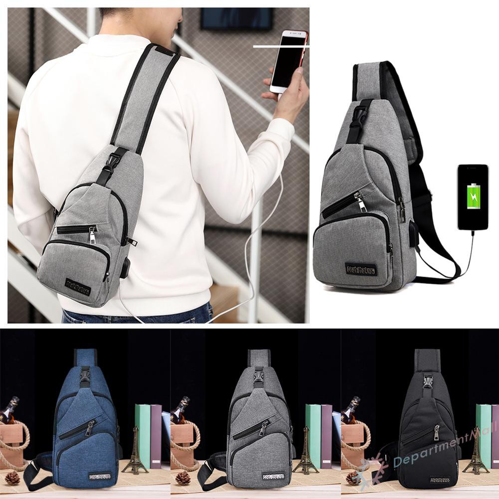 【High Quality】Oxford Cloth Chest Bag Men Zipper Outdoor Casual Crossbody Phone Belt Pouch