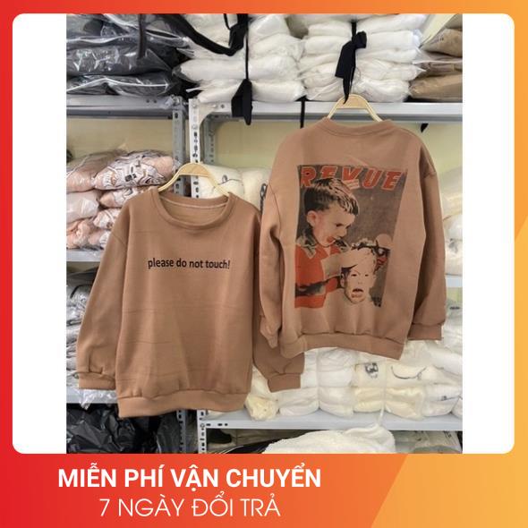 [Ảnh thật cuối] Áo Nỉ Nâu 24 April Nữ [FREESHIP]  Sweater form rộng tay bồng, revue hoodie in hình cá tính Ulzzang