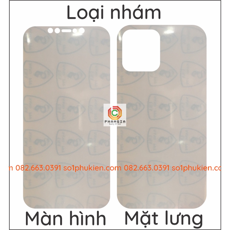 Dán PPF iPhone 13 promax (13 pro max) loại trong, nhám, vân da cá sấu dành cho màn hình, mặt lưng , full body lưng viền