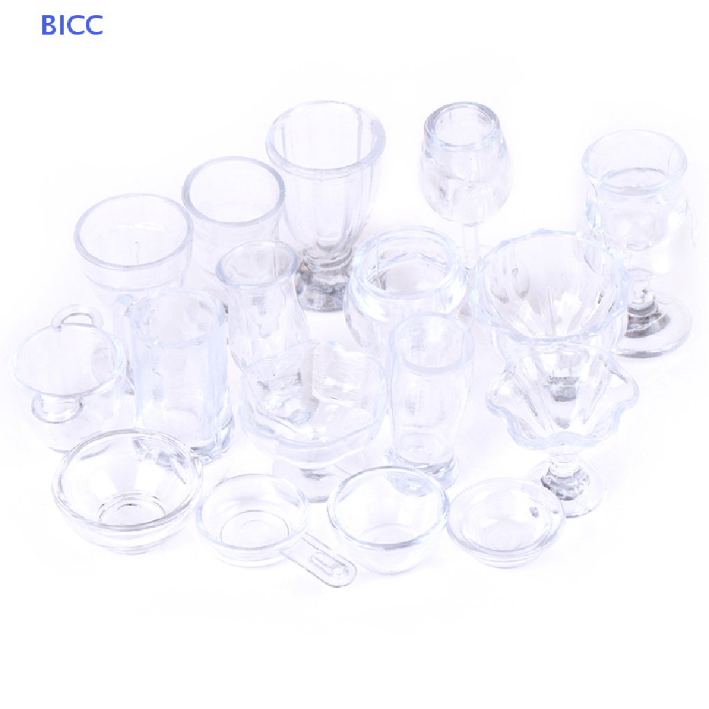 Set 17 Đồ Dùng Nhà Bếp Trong Suốt Cho Nhà Búp Bê Tỉ Lệ 1: 12