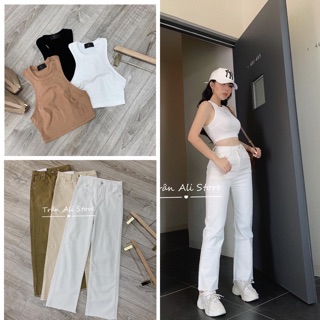 Áo crop top sát nách -áo tập thể thao