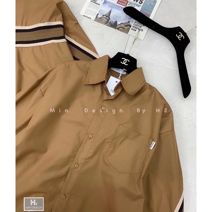 [Mã FAMARAL1 giảm 10K đơn 50K] Áo sơ mi nâu from thụng