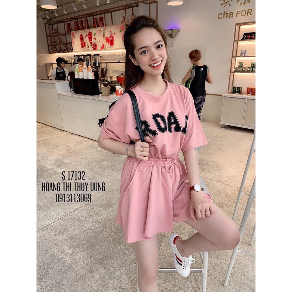 SET BỘ COTTON GIẢ CHÂN VÁY THÊU CHỮ DỄ THƯƠNG