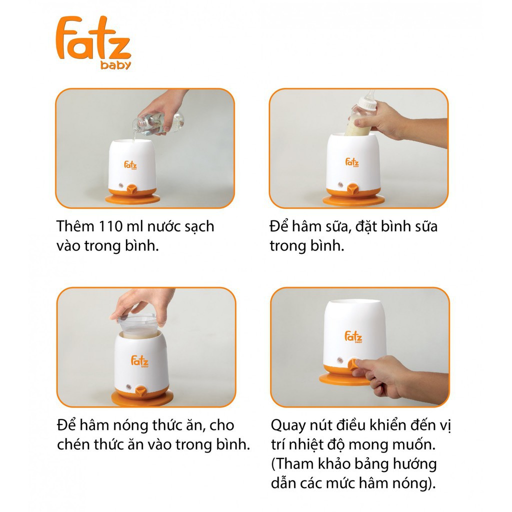 Máy hâm sữa và thức ăn siêu tốc Fatzbaby 4 chức năng hâm sữa, giữ ấm, hâm thức ăn, vắt cam