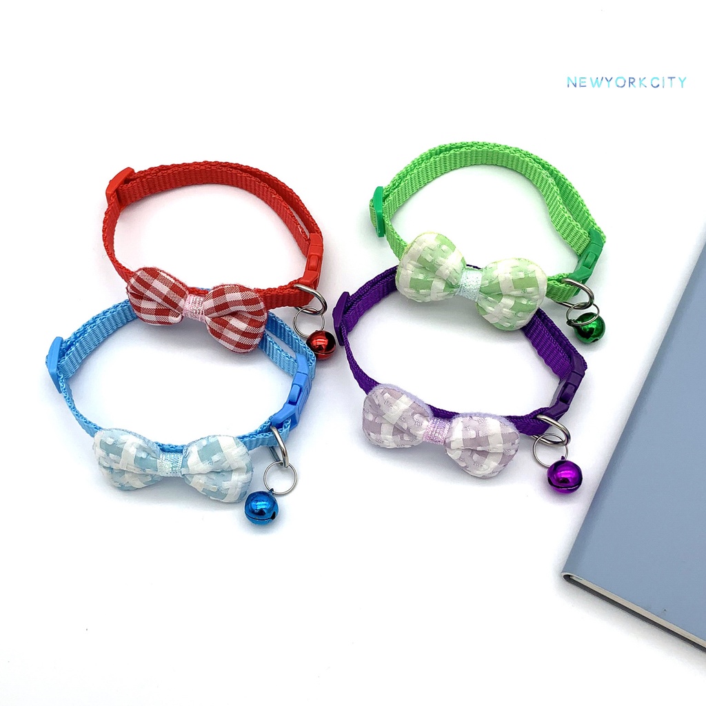 Vòng Cổ Có Chuông Họa Tiết Caro Dễ Thương Cho Thú Cưng