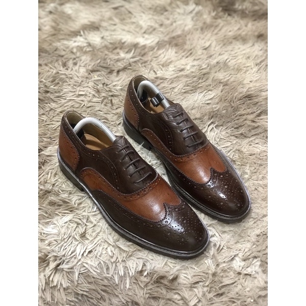 [TonaShoe] [Giày 2hand] [Size 41] Giày Tây Kiểu Dáng Wingtips Kết Hợp Hai Màu Cá Tính